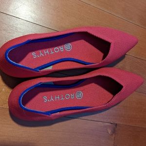 Bright Pink Rothy's Point Flats sz 9